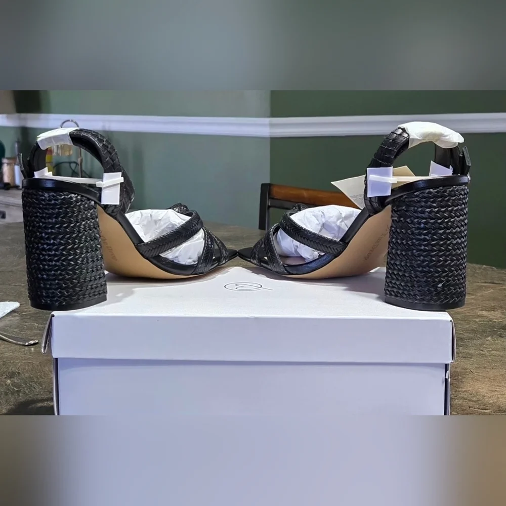 The Drop Women's Renalda Woven Chunky Heel Sandal #1211